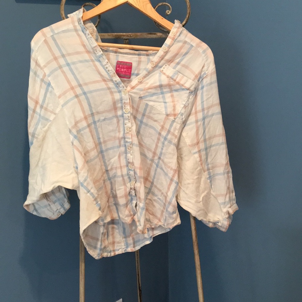 FREE PEOPLE Cropped Plaid Shirt